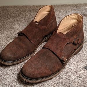 Frye brown monkstrap boots